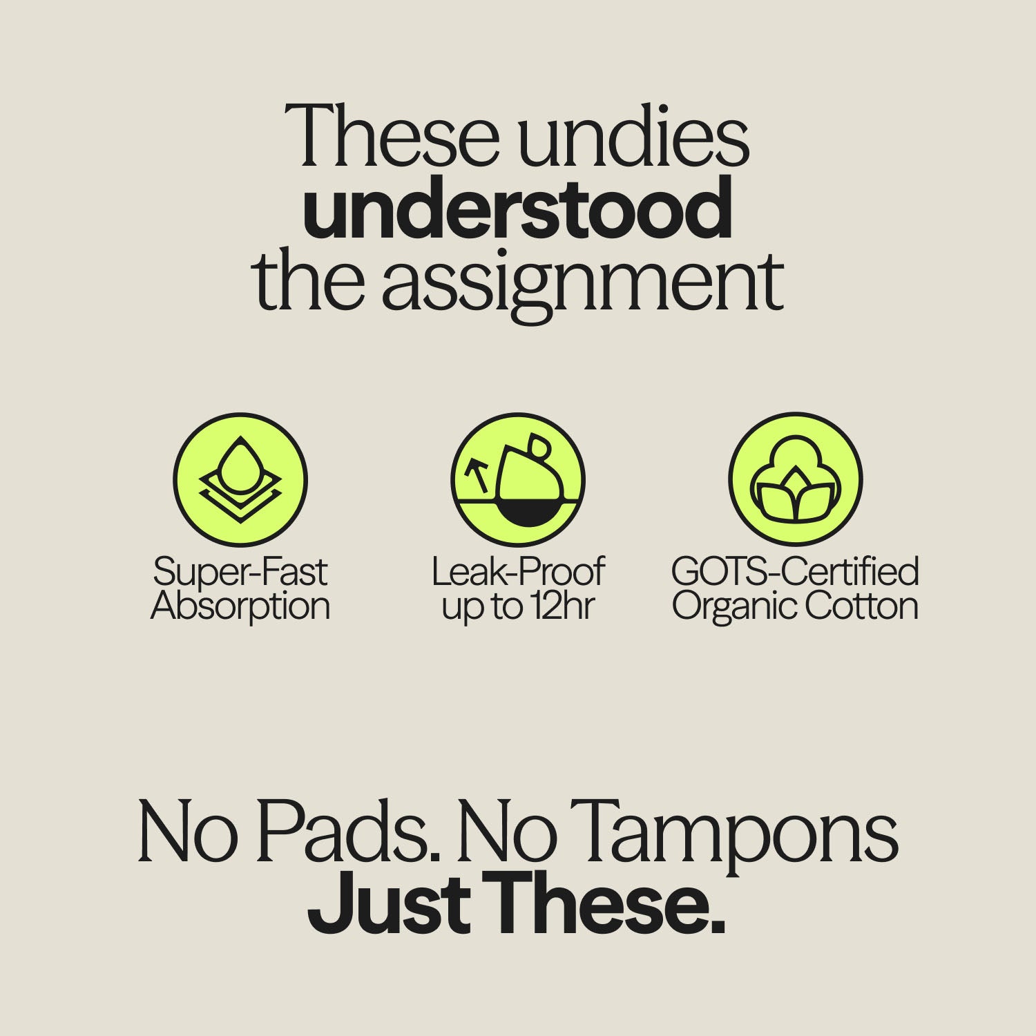 Graphic showcasing key features of WUKA Basics™ Leopard Print Bikini including 12-hour leak-proof protection, fast absorption, and organic cotton material