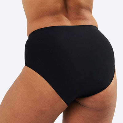 Stretch Seamless Midi Brief Style - Light  Absorbency - Black - Size 2 - Back