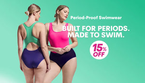 WUKA period-proof swimwear. Built for periods, made to swim. 15% off all swimwear for a limited time only!