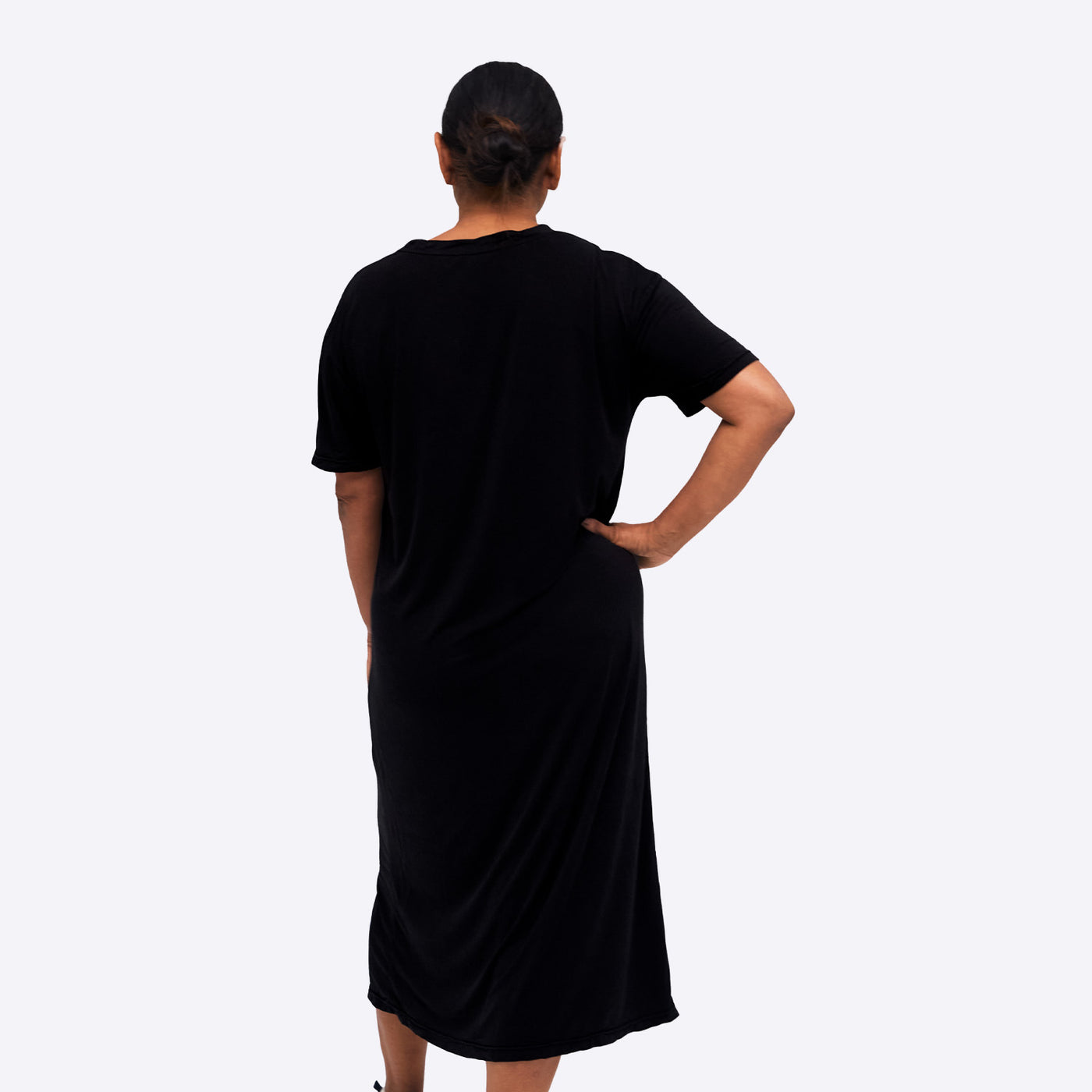 WUKA - FreshTech Sleep Wear - Jersey T-Shirt Dress - Black Colour - back